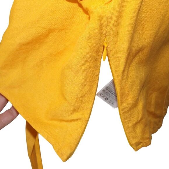 & OTHER STORIES Crop Top, 12, Yellow, Grommet/Strappy, Long Sleeve, V-neck Linen - Picture 15 of 16